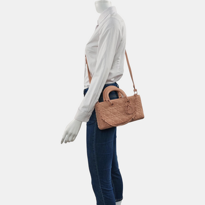 DIOR Lady D-Joy Medium Pink Calfskin Chevron Shoulder Bag, Crossbody Bag with 2 Detachable Straps-(SKU)-964292779