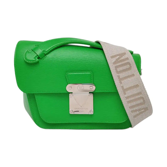 LOUIS VUITTON MONCEAU Green Calfskin Shoulder Bag Tote Crossbody Bag Silver Hardware Removable Strap-(SKU)-963901028