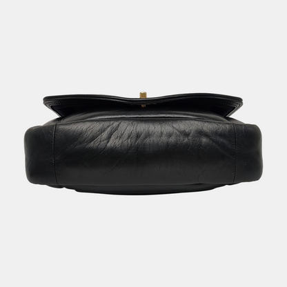 CHANEL VINTAGE PUFFY black lambskin crossbody bag shoulder bag 28 opening gold hardware-(SKU)-964643760
