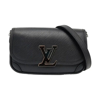 LOUIS VUITTON BUCI Black EPI Calfskin Water Ripple Pattern Single Shoulder Bag Crossbody Handbag Silver Hardware Removable Shoulder Strap Complete Accessories-(SKU)-964733197