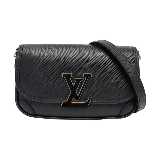 LOUIS VUITTON BUCI Black EPI Calfskin Water Ripple Pattern Single Shoulder Bag Crossbody Handbag Silver Hardware Removable Shoulder Strap Complete Accessories-(SKU)-964733197