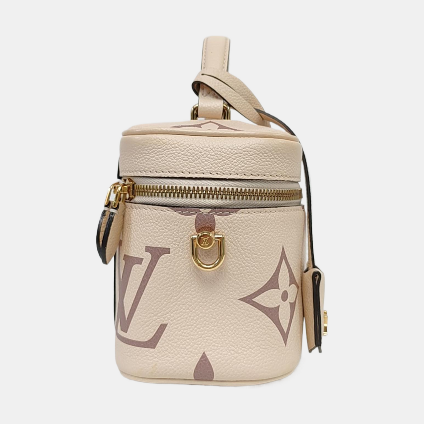 LOUIS VUITTON NICE Small Beige Calfskin Monogram Embossed Shoulder Bag Tote Bag Crossbody Bag Gold Hardware Removable Strap-(SKU)-964789653