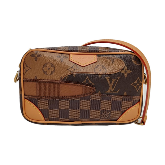 LOUIS VUITTON MARLY DRAGONNE Dark Brown Coated Canvas Monogram Chessboard Crossbody Bag, Gold Hardware, Detachable Shoulder Strap, Accessories Included-(SKU)-964636872