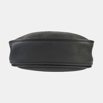 HERMÈS Evelyne GM Black Clemence Leather Shoulder Bag with Silver Hardware-(SKU)-964794155