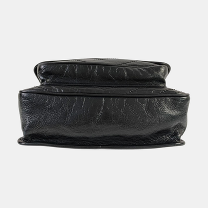 YSL NIKI Medium Black Leather Quilted V-Shape Shoulder Bag Black Ruthenium Hardware-(SKU)-964795296