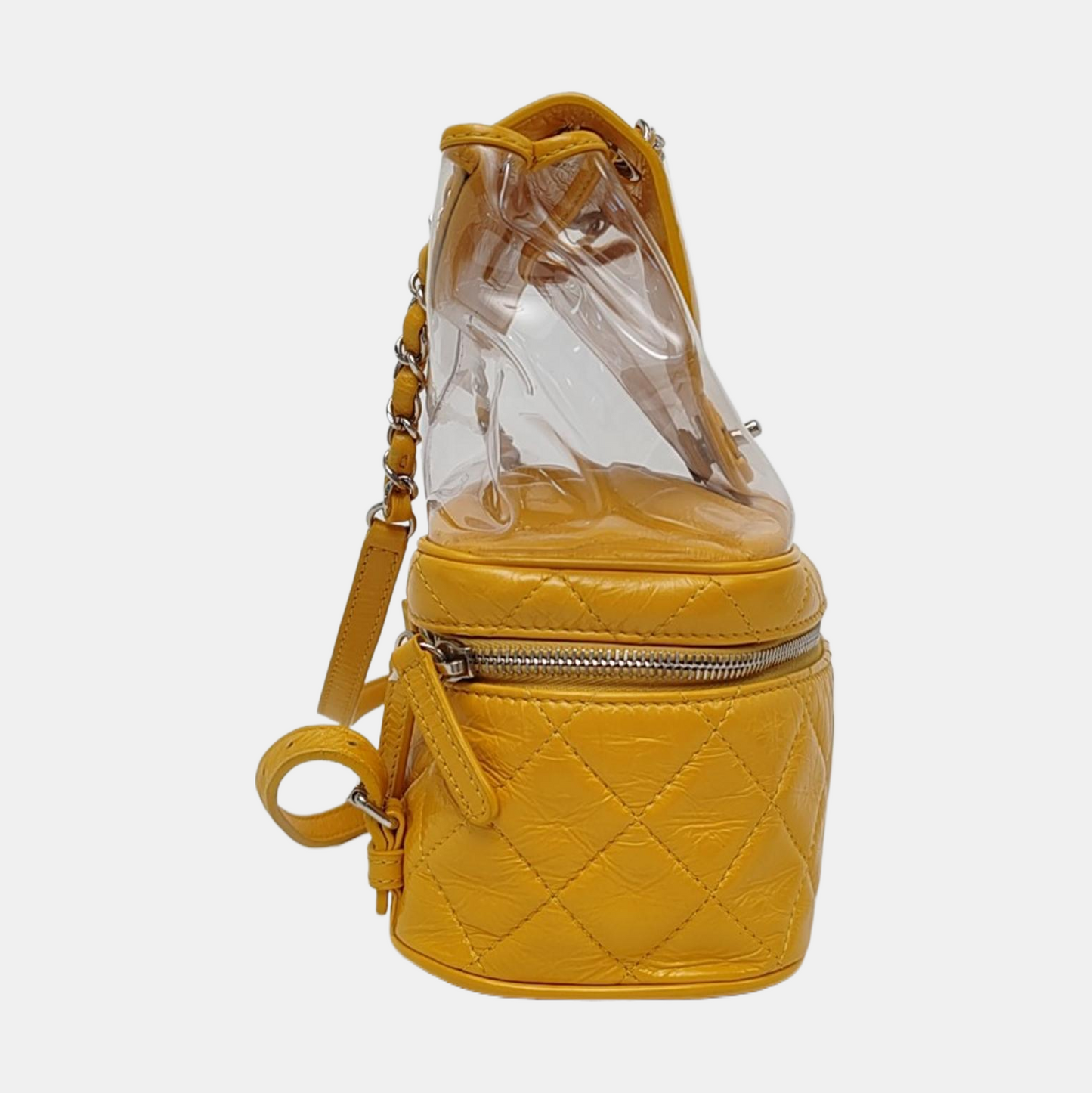 CHANEL AQUARIUM Medium Yellow Calfskin Quilted Backpack, Handbag with Silver Hardware, 26 compartments-(SKU)-964845024