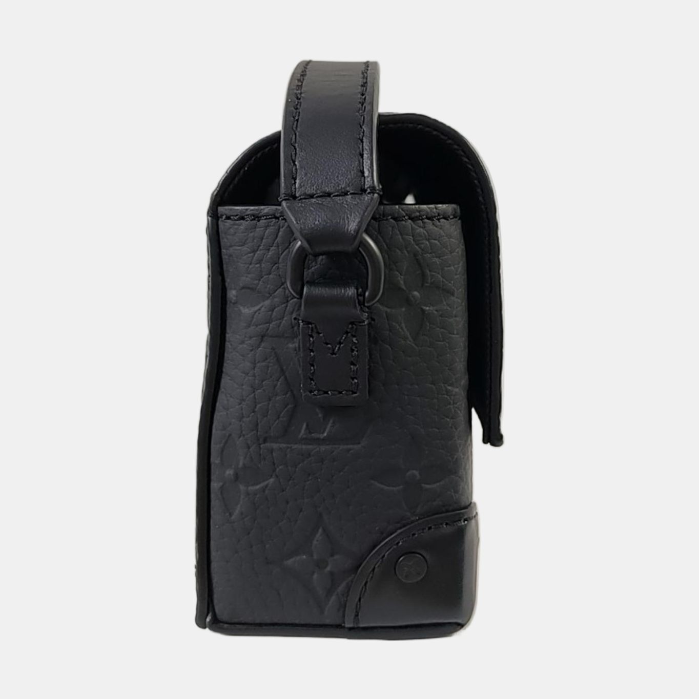 LOUIS VUITTON SOFT TRUNK Mini Black Leather Vintage Embossed Black Samurai Crossbody Shoulder Bag Black Hardware-(SKU)-964773584