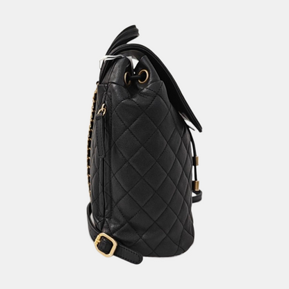 CHANEL FILIGREE black grained leather quilted shoulder bag, crossbody bag, handbag with gold hardware and 25 chain links-(SKU)-964770132