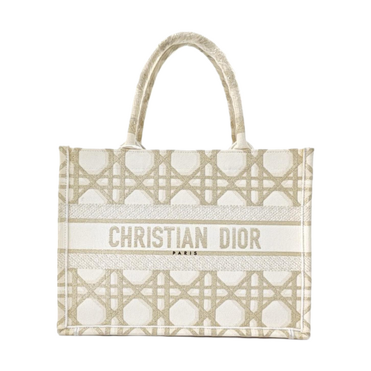 DIOR Book Tote Medium White Canvas Embroidered Handbag Single Shoulder Bag-(SKU)-964968341