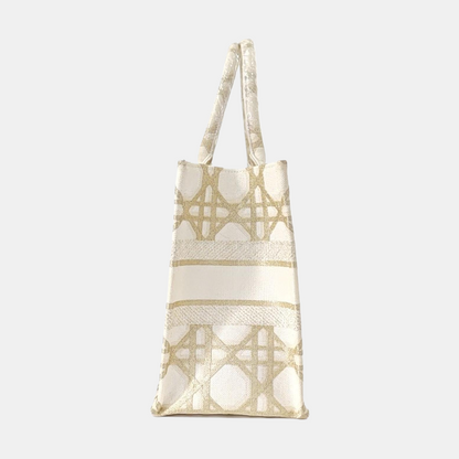 DIOR Book Tote Medium White Canvas Embroidered Handbag Single Shoulder Bag-(SKU)-964968341