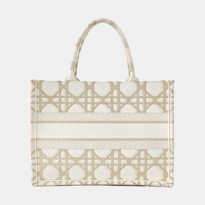 DIOR Book Tote Medium White Canvas Embroidered Handbag Single Shoulder Bag-(SKU)-964968341