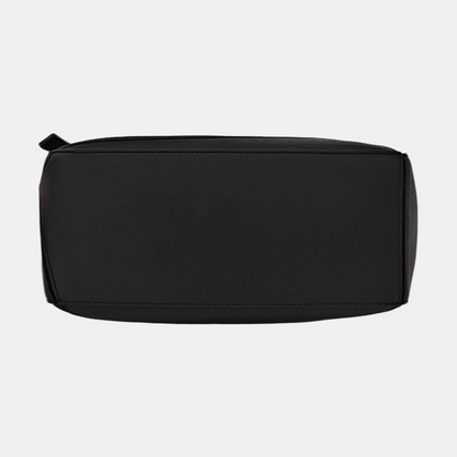 LOEWE Puzzle Small Black Leather Geometric Crossbody Shoulder Tote Bag Silver Hardware Removable Strap-(SKU)-964289240