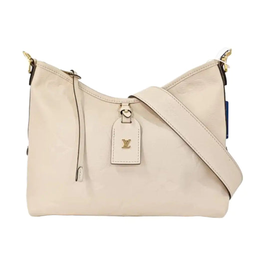 LOUIS VUITTON CARRYALL Small Beige Leather Monogram Damier Ebene Shoulder Bag Tote Bag Crossbody Golden Hardware Removable Shoulder Strap-(SKU)-965118869