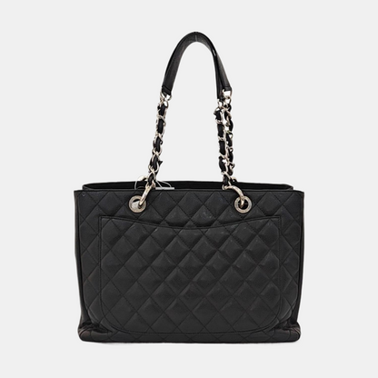 CHANEL CHANEL GST Large Size Black Calfskin Quilted Cannage Shoulder Bag Tote Bag Silver Hardware 15K Clasp-(SKU)-965088697