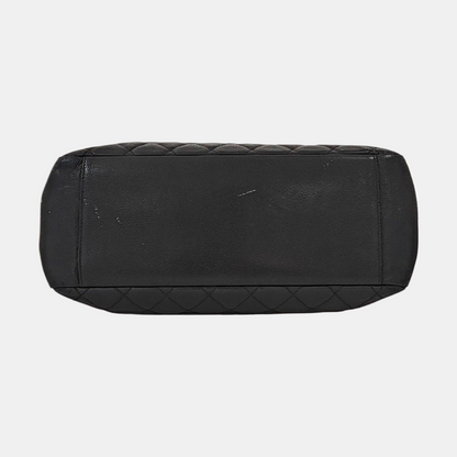 CHANEL CHANEL GST Large Size Black Calfskin Quilted Cannage Shoulder Bag Tote Bag Silver Hardware 15K Clasp-(SKU)-965088697