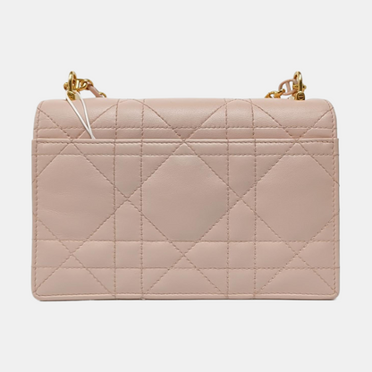 DIOR Dior Caro Mini Pink Calfskin Diamond Quilted Shoulder Bag Crossbody Bag Gold Hardware Removable Strap-(SKU)-965127534