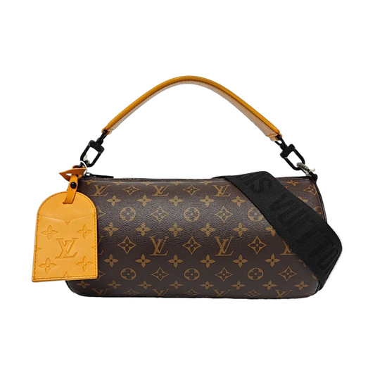 LOUIS VUITTON SOFT POLOCHON Brown Coated Canvas Monogram Pattern Boston Bag Single Shoulder Bag Crossbody Bag Tote Bag Black Hardware 2 Removable Straps-(SKU)-965228783