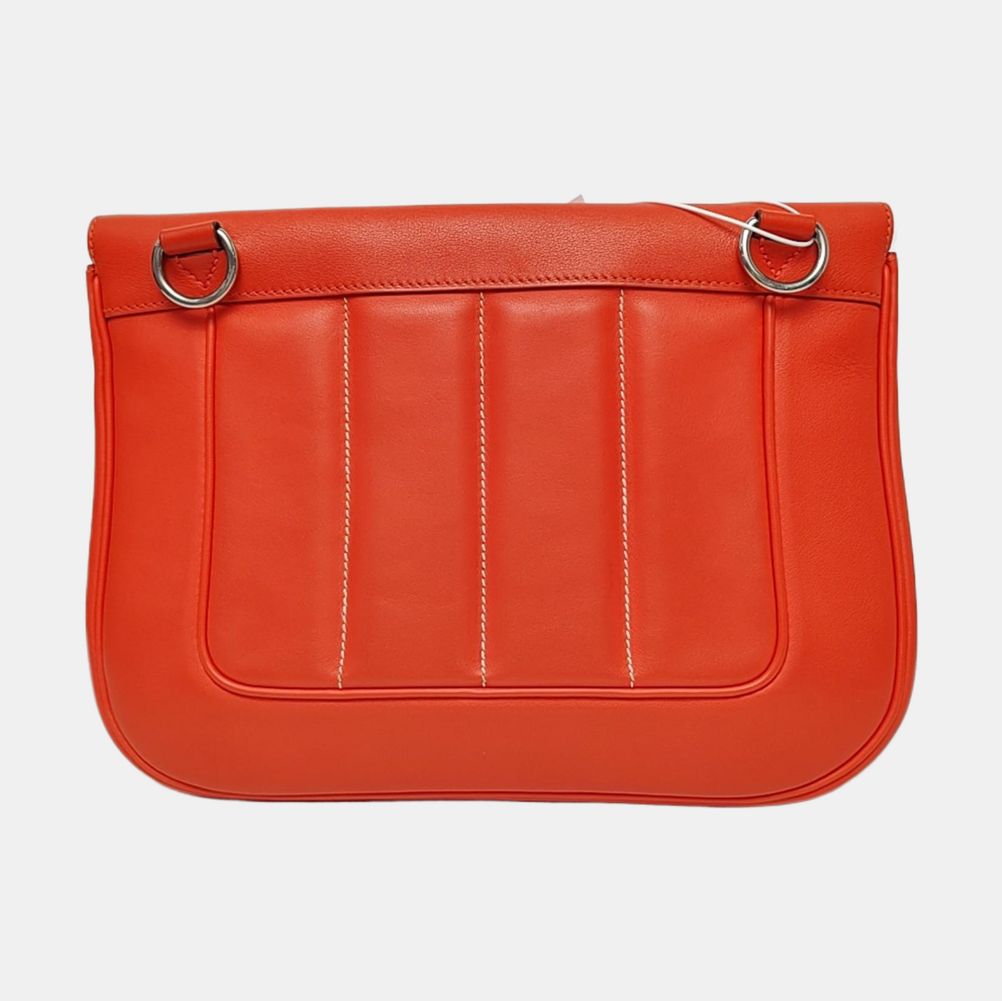 HERMÈS Berline National Red Swift Leather Quilted Shoulder Bag Crossbody Silver Hardware 🅁 Engraved Removable Strap-(SKU)-965269770