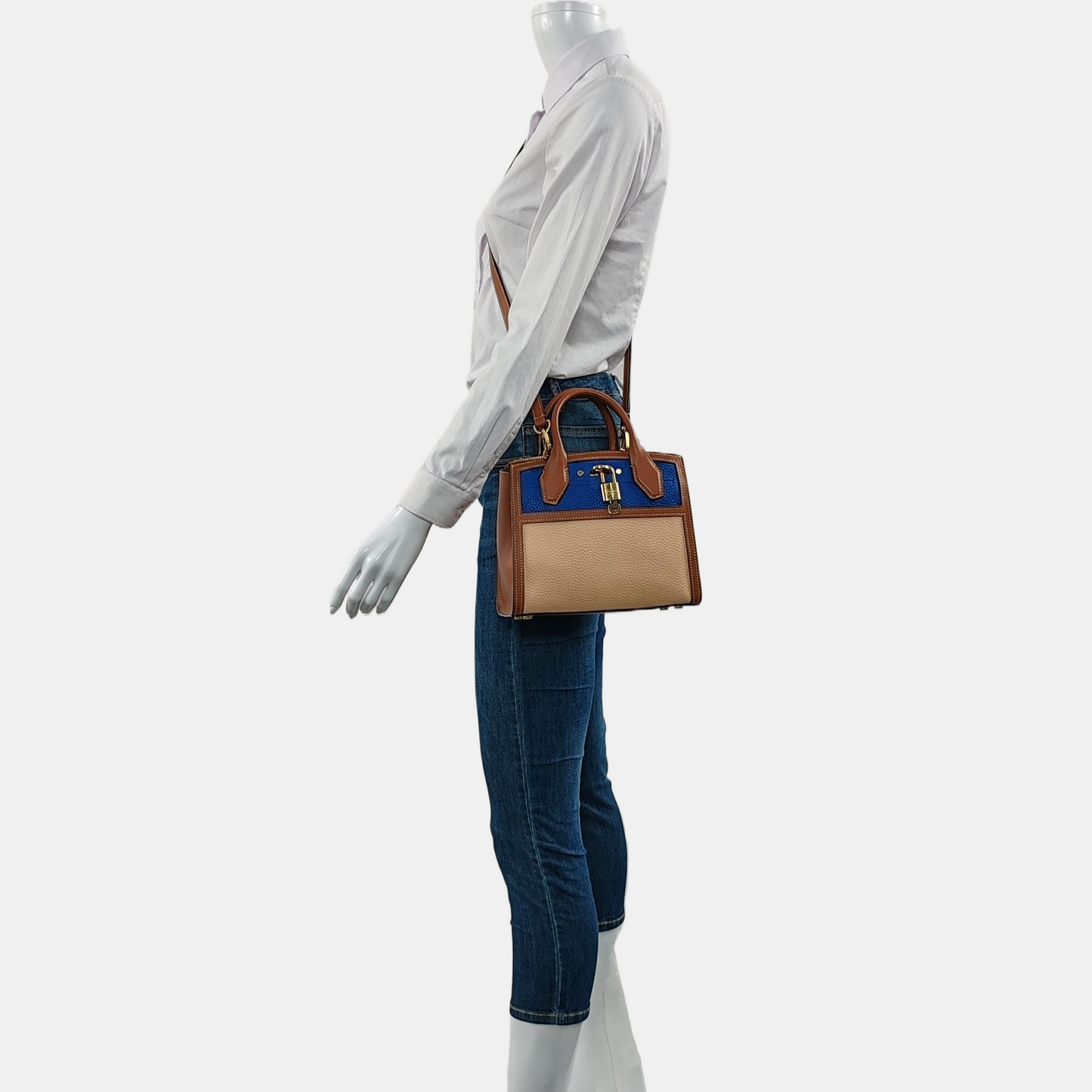 LOUIS VUITTON CITY STEAMER Mini Beige Calfskin Steam Bag Shoulder Bag Convertible Strap-(SKU)-965273931