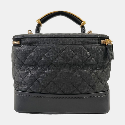 CHANEL GLOBE TROTTER Black Calfskin Quilted Crossbody Shoulder Bag Handbag Gold Hardware 18 Clasp-(SKU)-965080206