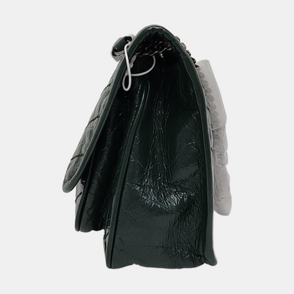 YSL NIKI Small Dark Green Leather Quilted V Pattern Shoulder Bag and Crossbody with Detachable Strap, Black Rhodium-Plated Hardware-(SKU)-965294545