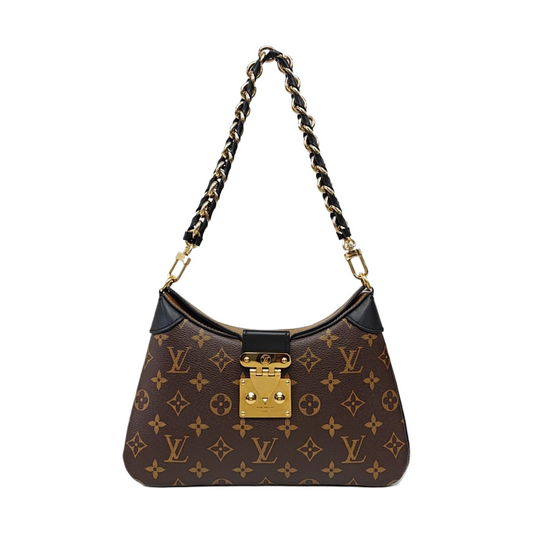 LOUIS VUITTON TWINNY Brown Coated Canvas Monogram Shoulder Bag Tote Crossbody Bag with Detachable Strap-(SKU)-965071055