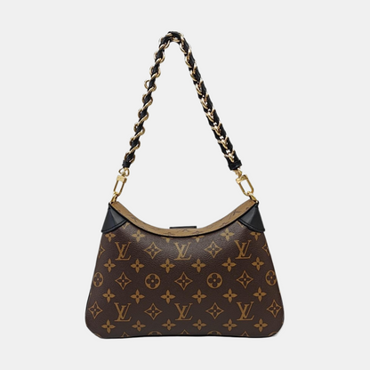 LOUIS VUITTON TWINNY Brown Coated Canvas Monogram Shoulder Bag Tote Crossbody Bag with Detachable Strap-(SKU)-965071055