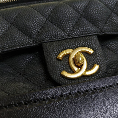 CHANEL GLOBE TROTTER Black Calfskin Quilted Crossbody Shoulder Bag Handbag Gold Hardware 18 Clasp-(SKU)-965080206