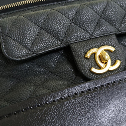 CHANEL GLOBE TROTTER Black Calfskin Quilted Crossbody Shoulder Bag Handbag Gold Hardware 18 Clasp-(SKU)-965080206