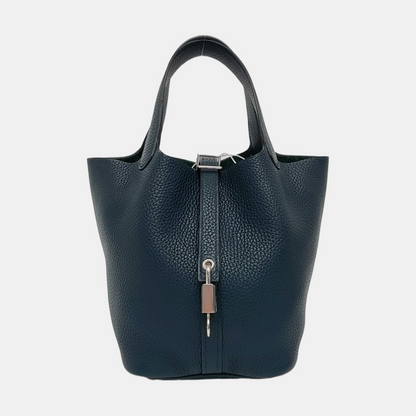 HERMÈS Picotin Lock 18 Rousseau Green Clemence Leather Tote Bag Silver Hardware C Clasp-(SKU)-965271626