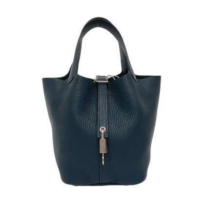 HERMÈS Picotin Lock 18 Rousseau Green Clemence Leather Tote Bag Silver Hardware C Clasp-(SKU)-965271626