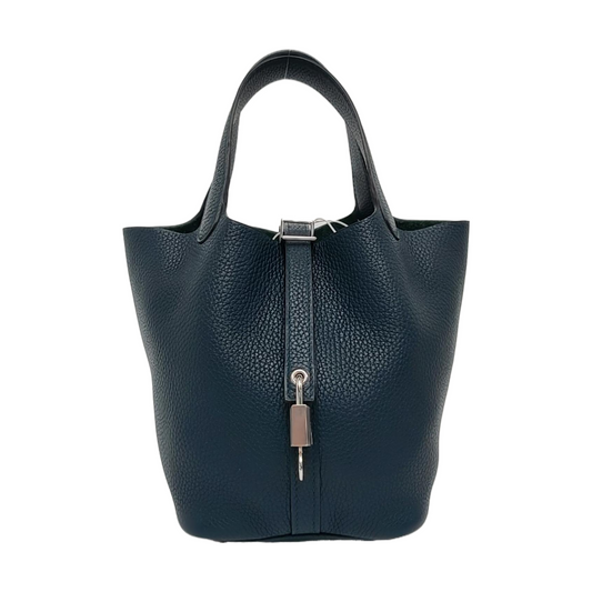 HERMÈS Picotin Lock 18 Rousseau Green Clemence Leather Tote Bag Silver Hardware C Clasp-(SKU)-965271626