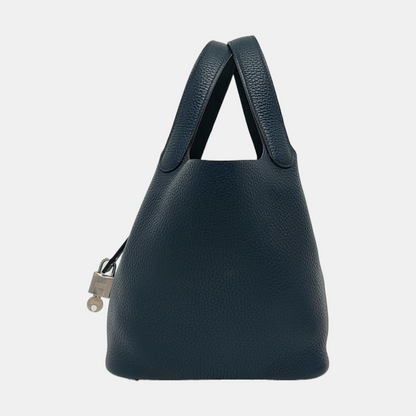 HERMÈS Picotin Lock 18 Rousseau Green Clemence Leather Tote Bag Silver Hardware C Clasp-(SKU)-965271626