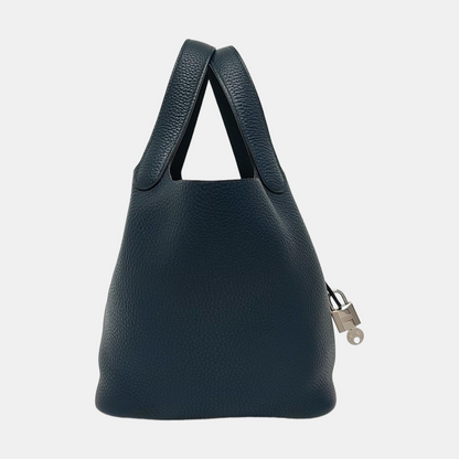 HERMÈS Picotin Lock 18 Rousseau Green Clemence Leather Tote Bag Silver Hardware C Clasp-(SKU)-965271626