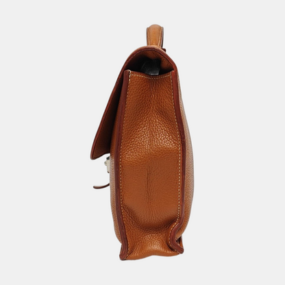 HERMÈS Sac A Depeches 27 Gold Brown Clemence Leather Handbag Silver Hardware K Engraved-(SKU)-965014761