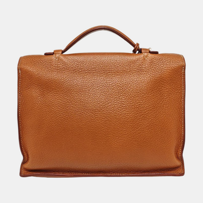 HERMÈS Sac A Depeches 27 Gold Brown Clemence Leather Handbag Silver Hardware K Engraved-(SKU)-965014761