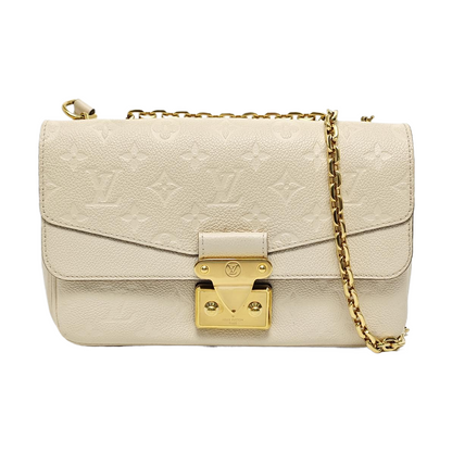 LOUIS VUITTON MARCEAU White Calfskin Monogram Embossed Single Shoulder Bag Crossbody Bag Gold Hardware-(SKU)-965269082