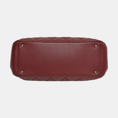 CHANEL CC TIMELESS SOFT Burgundy Leather Quilted Shoulder Bag with Nickel Hardware-(SKU)-965390828