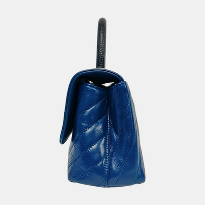 CHANEL COCO HANDLE Medium Size Blue Calfskin Quilted V Pattern Single Shoulder Bag with Gold Hardware 25 Compartments Removable Shoulder Strap-(SKU)-965602661