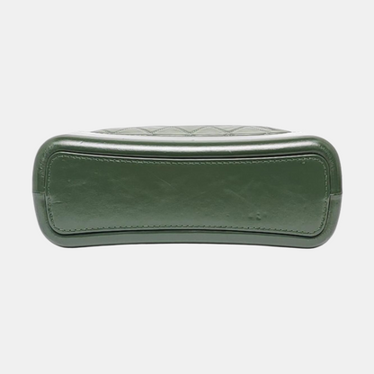 CHANEL GABRIELLE Medium Green Leather Quilted Single Shoulder Bag 24 Clasp Golden Hardware Removable Strap-(SKU)-965602113