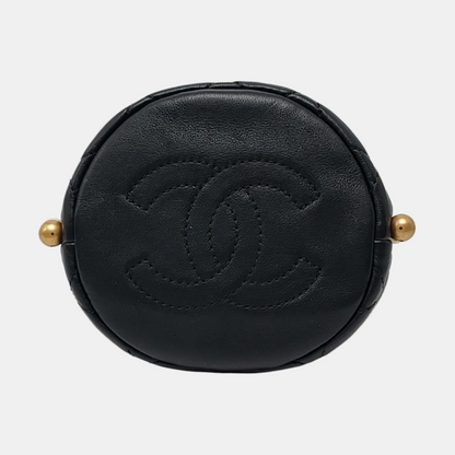 CHANEL DRAWSTRING Mini Black Calfskin Quilted Crossbody Shoulder Bag with Gold Hardware, 31 openings-(SKU)-965301985