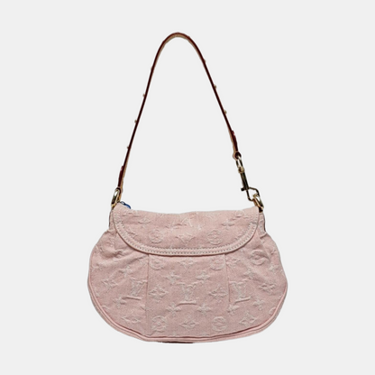 LOUIS VUITTON SUNSET Pink Denim Monogram Single Shoulder Bag with Gold Hardware 2 Removable Shoulder Straps Accessories Included-(SKU)-965274379