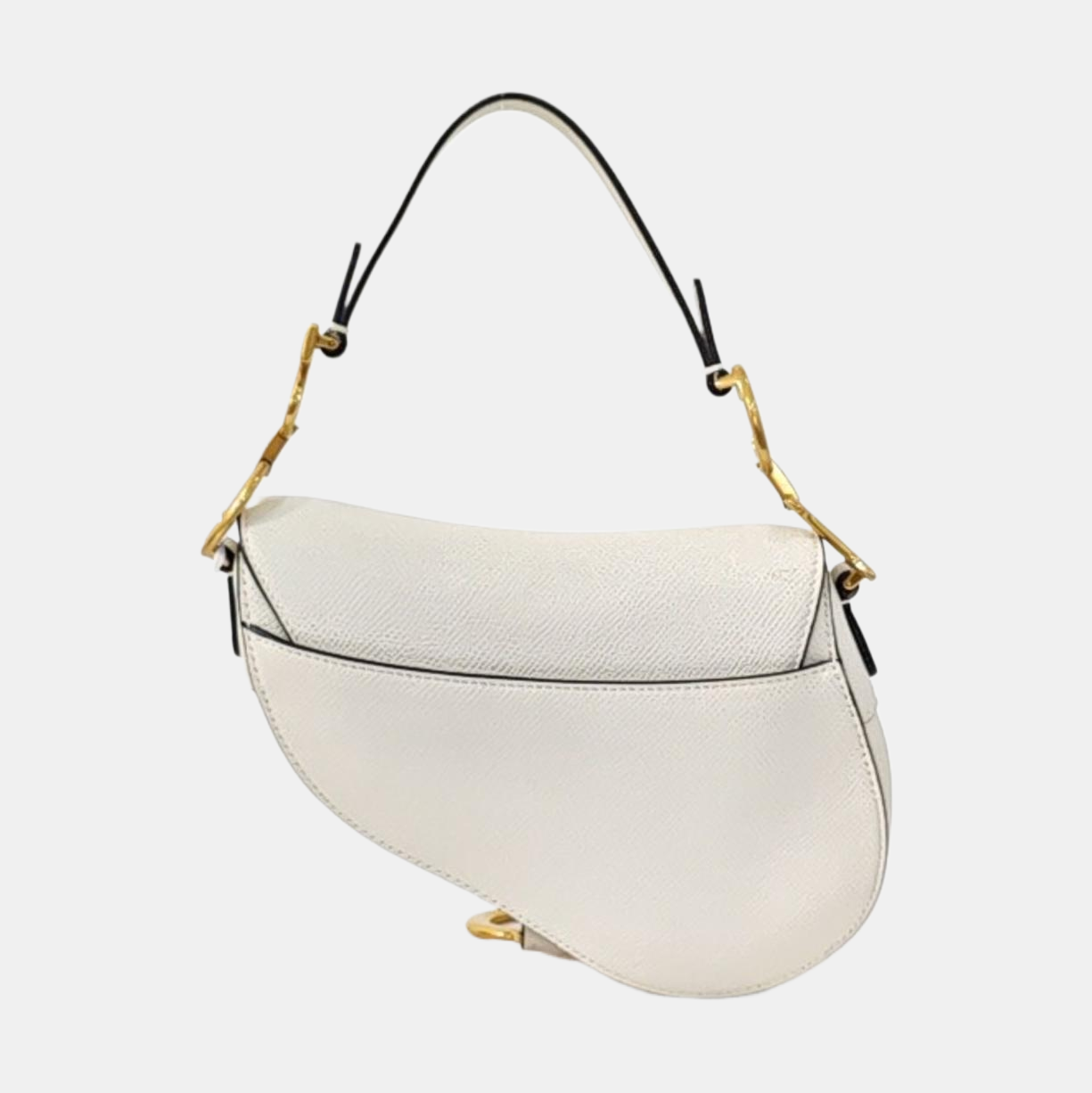 DIOR Saddle Mini White Calfskin Monogrammed Saddle Bag, Shoulder Bag, Handbag with Gold Hardware, Detachable Strap-(SKU)-965570201