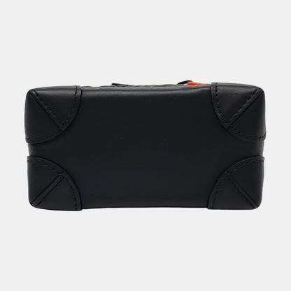 LOUIS VUITTON STEAMER Extra Small Black Leather Embossed Shoulder Bag with Shoulder Strap, Gold Hardware, Removable Shoulder Strap-(SKU)-965312772