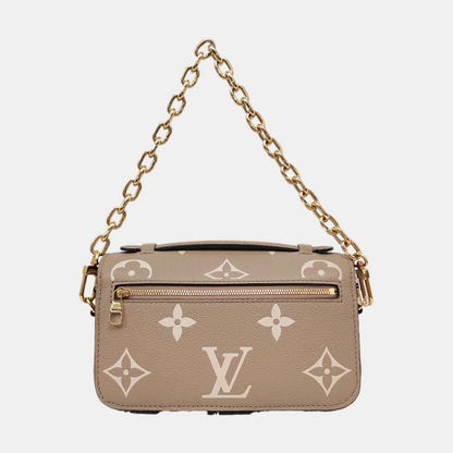 LOUIS VUITTON MÉTIS EAST WEST Elephant Grey Leather Monogram Embossed Messenger Bag Shoulder Bag Tote Bag Golden Hardware 2 Removable Shoulder Straps-(SKU)-965421523