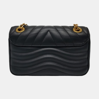 LOUIS VUITTON NEW WAVE Small Black Leather Quilted Shoulder Bag Crossbody with Detachable Strap-(SKU)-965392213
