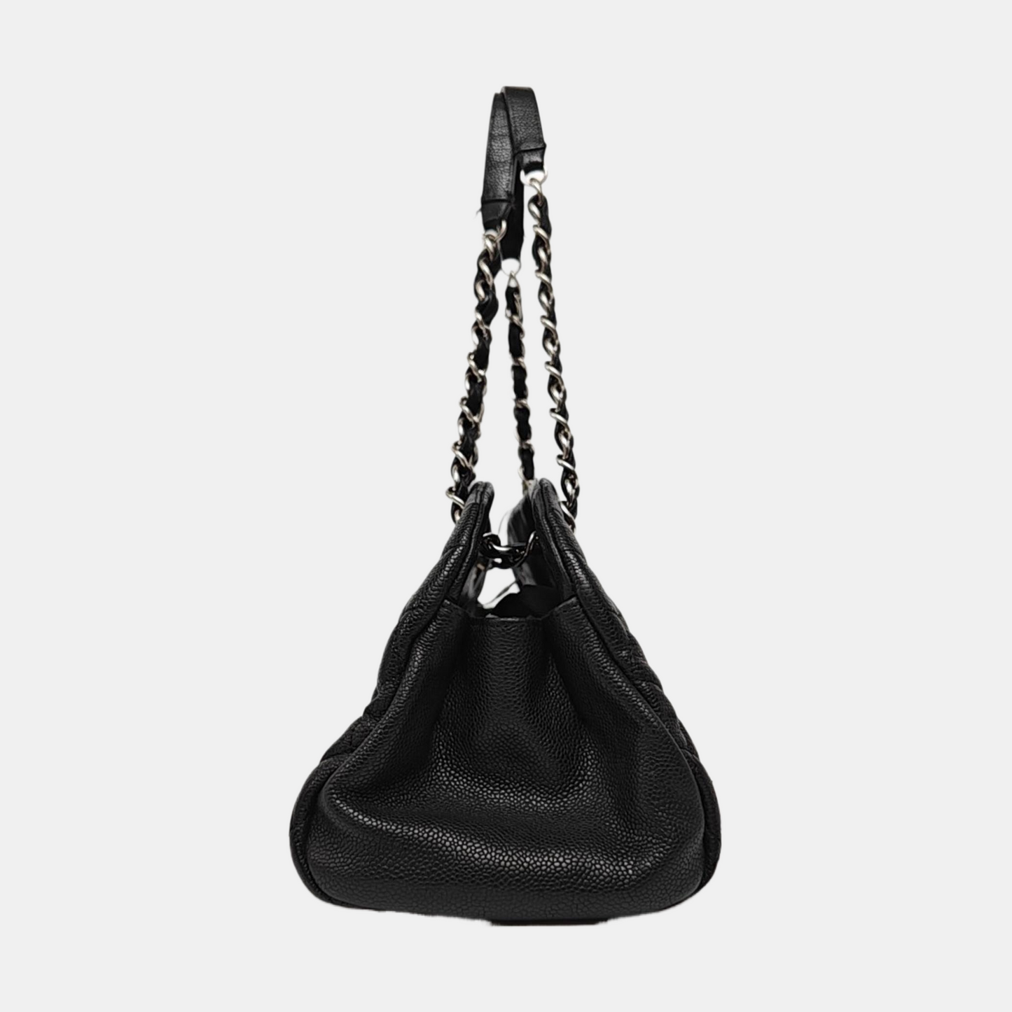 CHANEL JUST MADEMOISELLE Black Calfskin Quilted Monogram Shoulder Bag Tote Bag Silver Hardware 15 Clasp-(SKU)-965696016