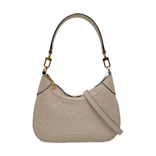 LOUIS VUITTON BAGATELLE White Calfskin Embossed Crossbody Bag Shoulder Bag Tote Bag Golden Hardware 2 Removable Straps-(SKU)-965734846