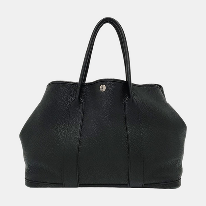 HERMÈS Garden Party 36 Black Negonda Small Bull Leather Tote Handbag with Silver Hardware-(SKU)-965690824