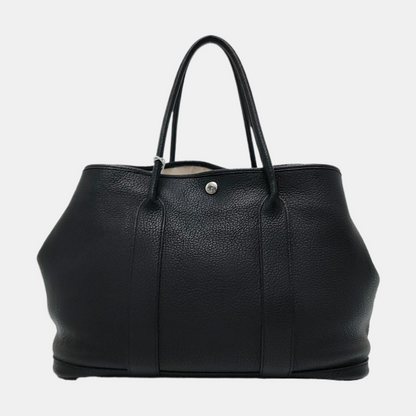 HERMÈS Garden Party 36 Black Negonda Small Bull Leather Tote Handbag with Silver Hardware-(SKU)-965690824